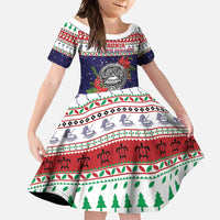 American Samoa Christmas Family Matching Tank Maxi Dress and Hawaiian Shirt Poinsettia La Maunia Le Kilisimasi LT05 Daughter's Dress White - Polynesian Pride