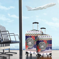 American Samoa Christmas Luggage Cover Poinsettia La Maunia Le Kilisimasi