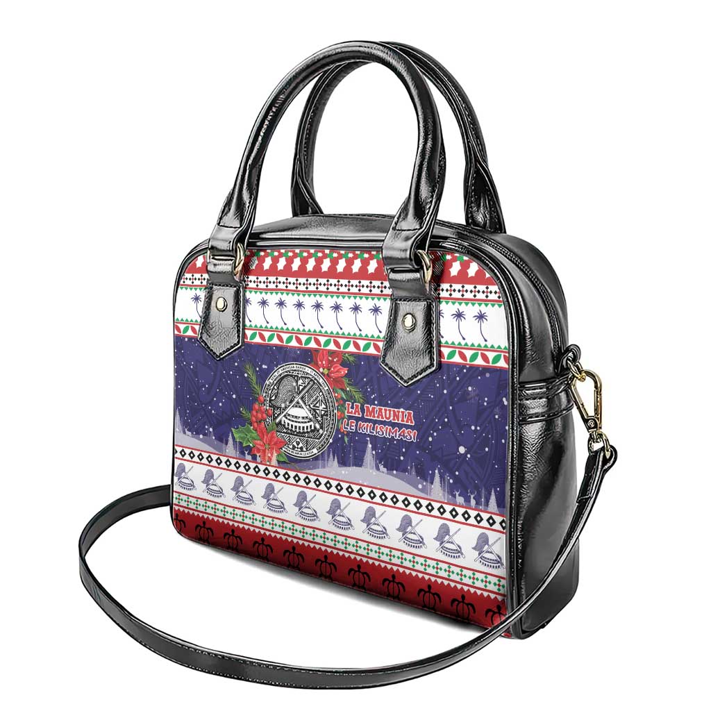 American Samoa Christmas Shoulder Handbag Poinsettia La Maunia Le Kilisimasi