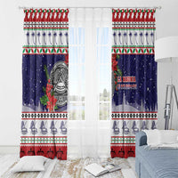 American Samoa Christmas Window Curtain Poinsettia La Maunia Le Kilisimasi