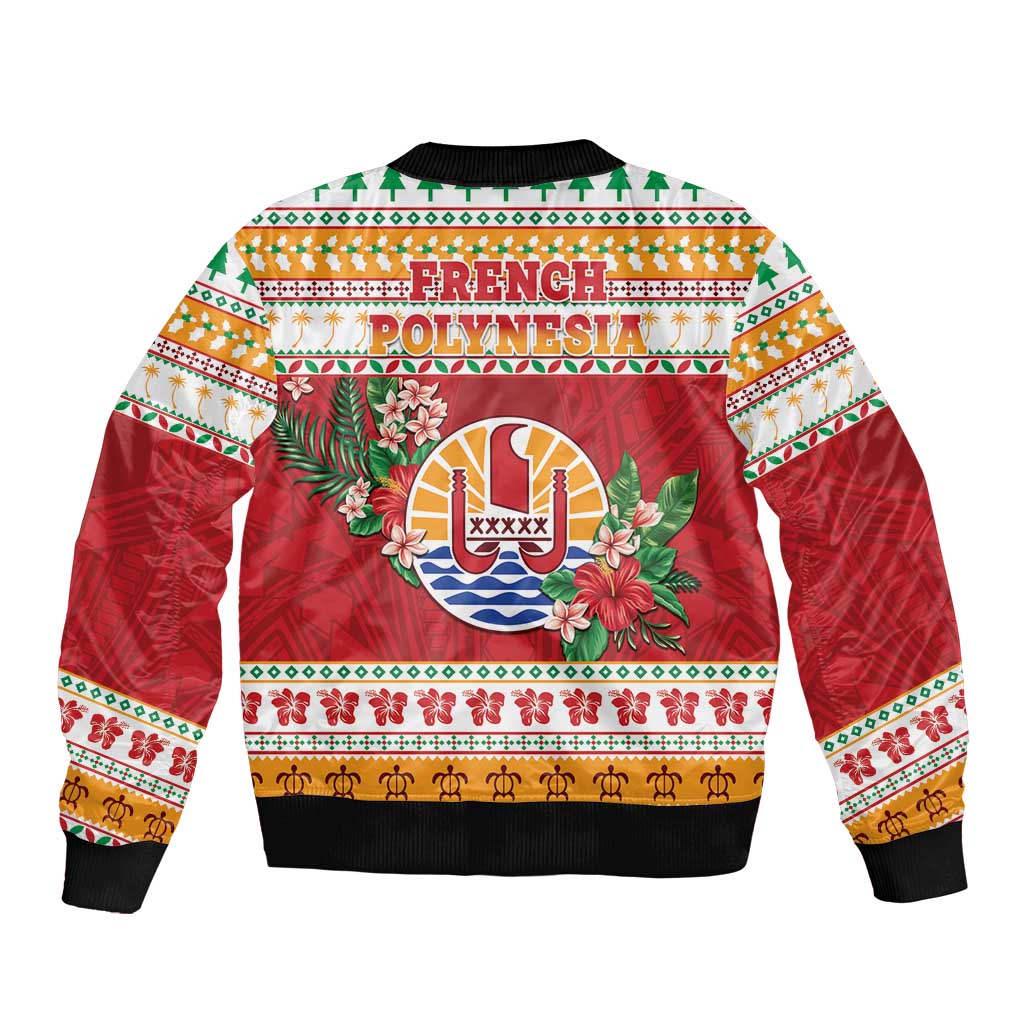 French Polynesia Christmas Bomber Jacket Coat Of Arms Merry Xmas