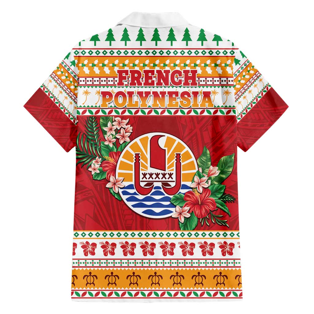 French Polynesia Christmas Family Matching Short Sleeve Bodycon Dress and Hawaiian Shirt Coat Of Arms Merry Xmas LT05 - Polynesian Pride