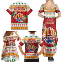 French Polynesia Christmas Family Matching Summer Maxi Dress and Hawaiian Shirt Coat Of Arms Merry Xmas LT05 - Polynesian Pride