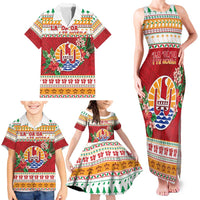 French Polynesia Christmas Family Matching Tank Maxi Dress and Hawaiian Shirt Coat Of Arms Merry Xmas LT05 - Polynesian Pride