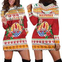 French Polynesia Christmas Hoodie Dress Coat Of Arms Merry Xmas