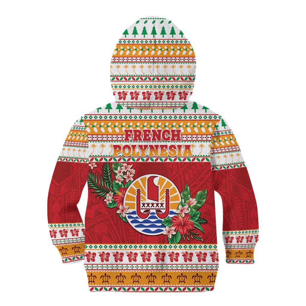 French Polynesia Christmas Kid Hoodie Coat Of Arms Merry Xmas LT05 - Polynesian Pride