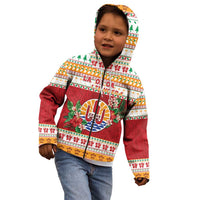 French Polynesia Christmas Kid Hoodie Coat Of Arms Merry Xmas LT05 - Polynesian Pride