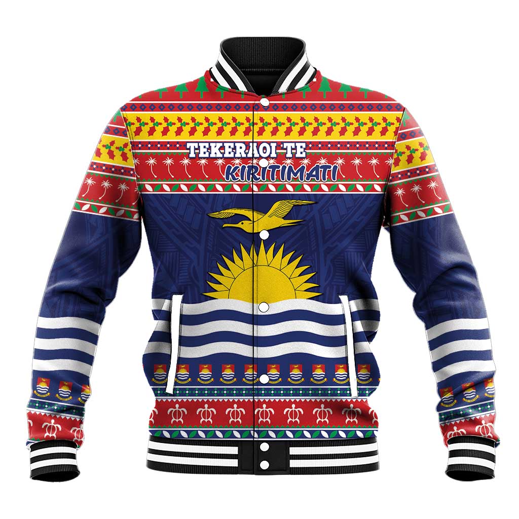 Kiribati Christmas Baseball Jacket Coat Of Arms Tekeraoi Te Kiritimati LT05 Unisex Red - Polynesian Pride
