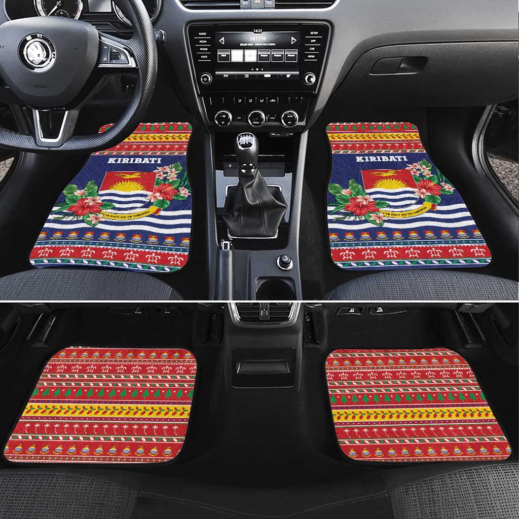 Kiribati Christmas Car Mats Coat Of Arms Tekeraoi Te Kiritimati LT05 Set 4pcs Red - Polynesian Pride
