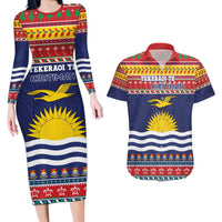 Kiribati Christmas Couples Matching Long Sleeve Bodycon Dress and Hawaiian Shirt Coat Of Arms Tekeraoi Te Kiritimati LT05 Red - Polynesian Pride
