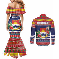 Kiribati Christmas Couples Matching Mermaid Dress and Long Sleeve Button Shirt Coat Of Arms Tekeraoi Te Kiritimati LT05 - Polynesian Pride
