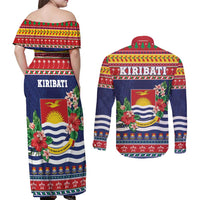 Kiribati Christmas Couples Matching Off Shoulder Maxi Dress and Long Sleeve Button Shirt Coat Of Arms Tekeraoi Te Kiritimati LT05 - Polynesian Pride
