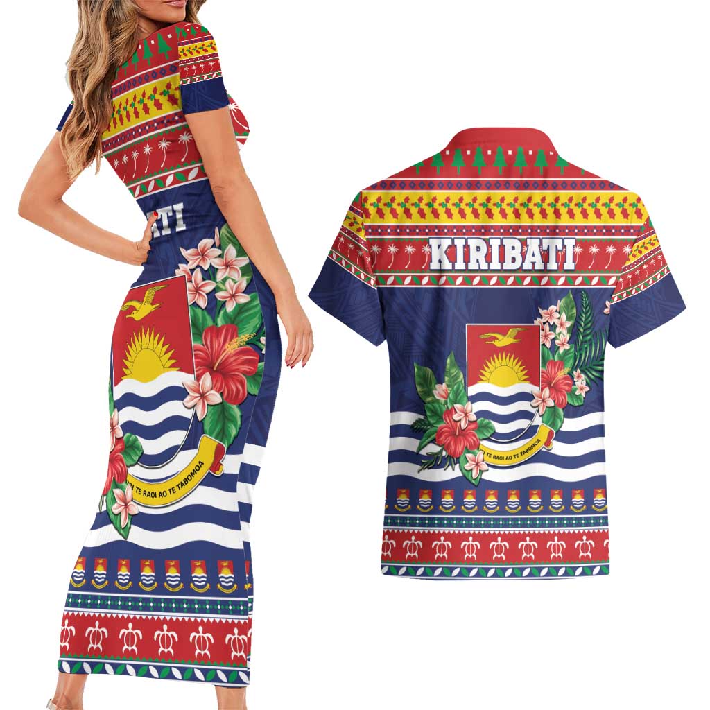 Kiribati Christmas Couples Matching Short Sleeve Bodycon Dress and Hawaiian Shirt Coat Of Arms Tekeraoi Te Kiritimati LT05 - Polynesian Pride