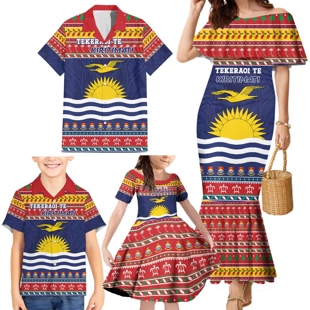 Kiribati Christmas Family Matching Mermaid Dress and Hawaiian Shirt Coat Of Arms Tekeraoi Te Kiritimati LT05 - Polynesian Pride