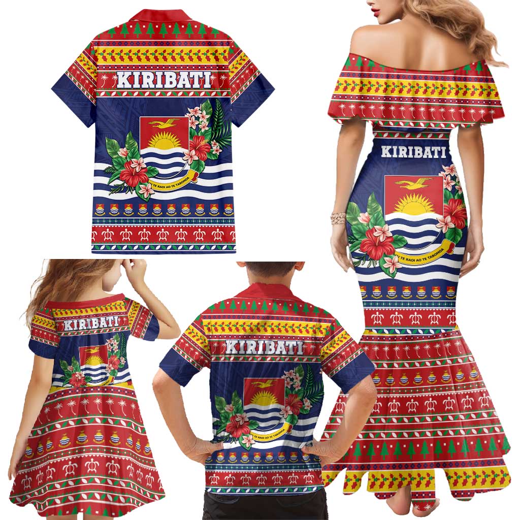 Kiribati Christmas Family Matching Mermaid Dress and Hawaiian Shirt Coat Of Arms Tekeraoi Te Kiritimati LT05 - Polynesian Pride