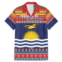 Kiribati Christmas Family Matching Mermaid Dress and Hawaiian Shirt Coat Of Arms Tekeraoi Te Kiritimati LT05 Dad's Shirt - Short Sleeve Red - Polynesian Pride