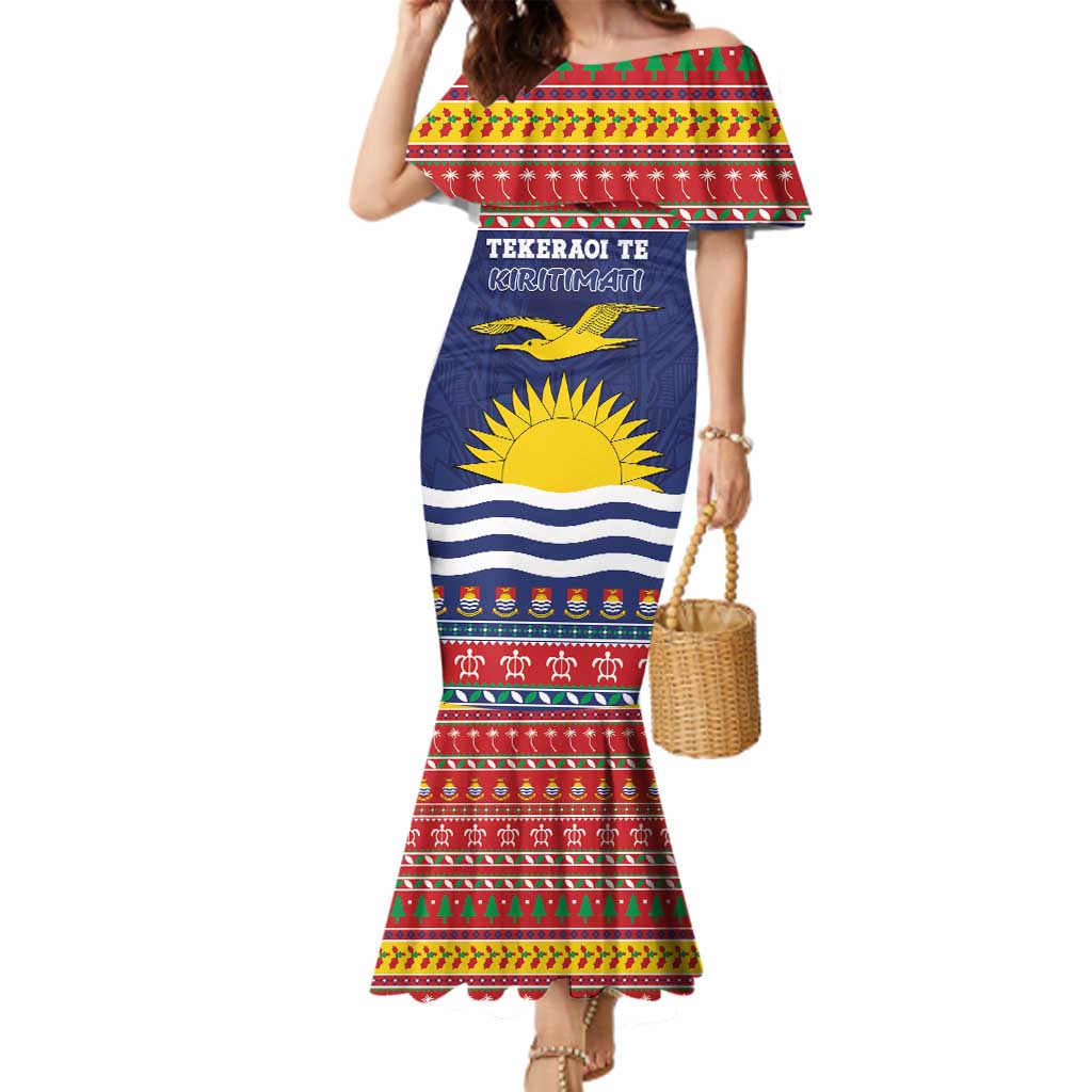 Kiribati Christmas Family Matching Mermaid Dress and Hawaiian Shirt Coat Of Arms Tekeraoi Te Kiritimati LT05 Mom's Dress Red - Polynesian Pride