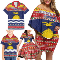 Kiribati Christmas Family Matching Off Shoulder Short Dress and Hawaiian Shirt Coat Of Arms Tekeraoi Te Kiritimati LT05 - Polynesian Pride