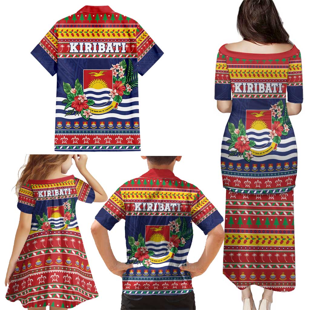 Kiribati Christmas Family Matching Puletasi and Hawaiian Shirt Coat Of Arms Tekeraoi Te Kiritimati LT05 - Polynesian Pride