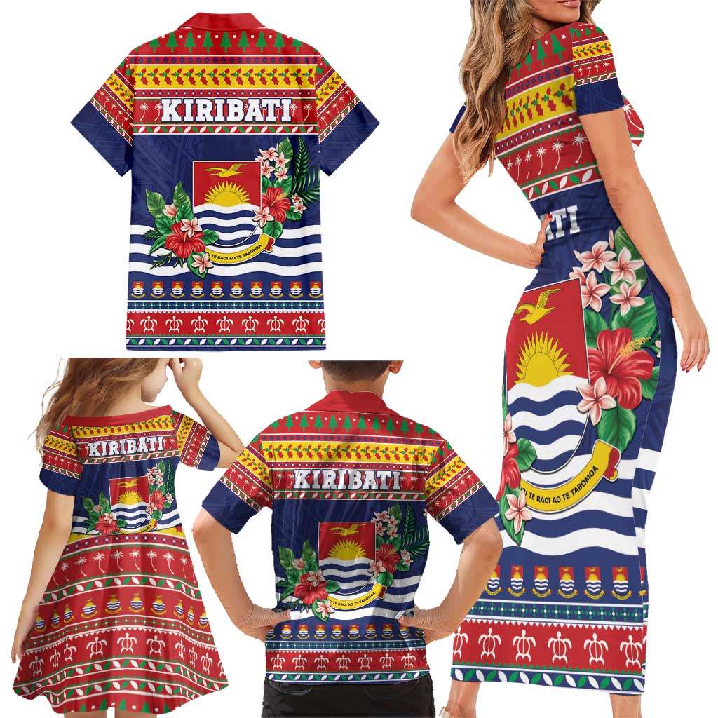 Kiribati Christmas Family Matching Short Sleeve Bodycon Dress and Hawaiian Shirt Coat Of Arms Tekeraoi Te Kiritimati LT05 - Polynesian Pride