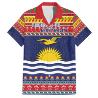 Kiribati Christmas Family Matching Short Sleeve Bodycon Dress and Hawaiian Shirt Coat Of Arms Tekeraoi Te Kiritimati LT05 Dad's Shirt - Short Sleeve Red - Polynesian Pride