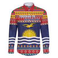 Kiribati Christmas Family Matching Short Sleeve Bodycon Dress and Hawaiian Shirt Coat Of Arms Tekeraoi Te Kiritimati LT05 Dad's Shirt - Long Sleeve Red - Polynesian Pride