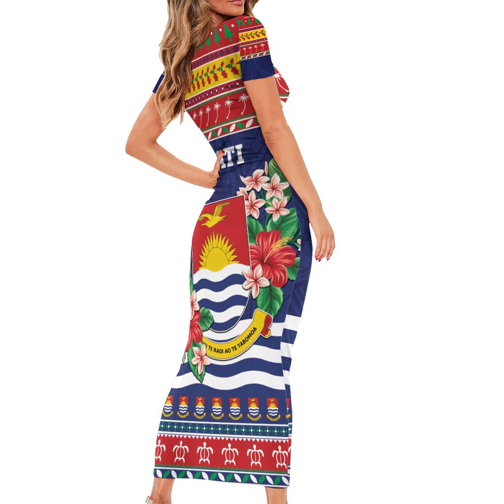 Kiribati Christmas Family Matching Short Sleeve Bodycon Dress and Hawaiian Shirt Coat Of Arms Tekeraoi Te Kiritimati LT05 - Polynesian Pride