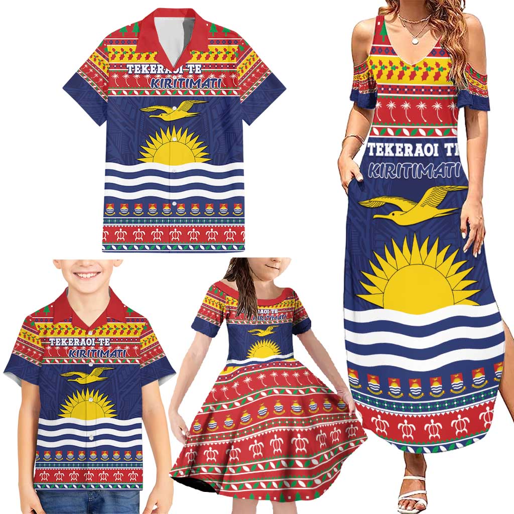 Kiribati Christmas Family Matching Summer Maxi Dress and Hawaiian Shirt Coat Of Arms Tekeraoi Te Kiritimati LT05 - Polynesian Pride