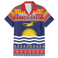 Kiribati Christmas Family Matching Summer Maxi Dress and Hawaiian Shirt Coat Of Arms Tekeraoi Te Kiritimati LT05 Dad's Shirt - Short Sleeve Red - Polynesian Pride