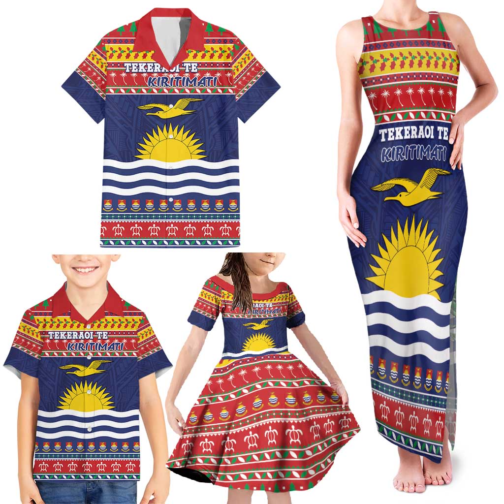 Kiribati Christmas Family Matching Tank Maxi Dress and Hawaiian Shirt Coat Of Arms Tekeraoi Te Kiritimati LT05 - Polynesian Pride