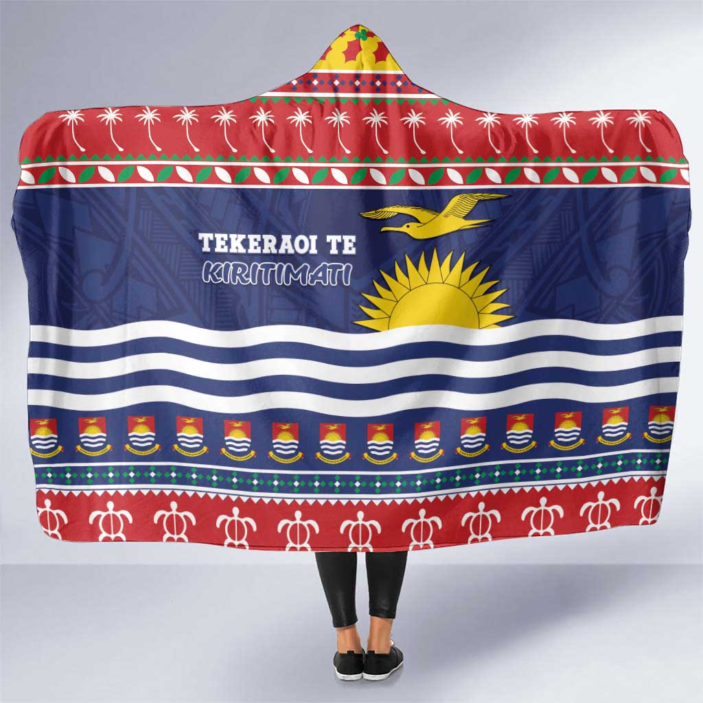 Kiribati Christmas Hooded Blanket Coat Of Arms Tekeraoi Te Kiritimati LT05 One Size Red - Polynesian Pride