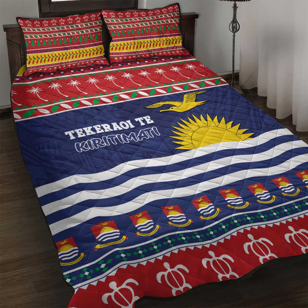 Kiribati Christmas Quilt Bed Set Coat Of Arms Tekeraoi Te Kiritimati LT05 Red - Polynesian Pride