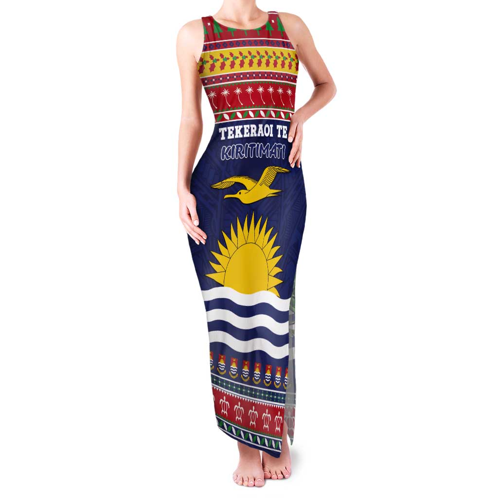 Kiribati Christmas Tank Maxi Dress Coat Of Arms Tekeraoi Te Kiritimati LT05 Women Red - Polynesian Pride