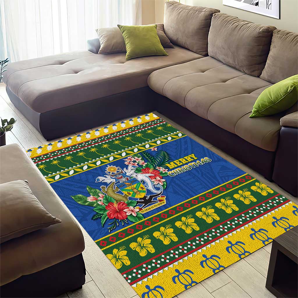 Solomon Islands Christmas Area Rug Coat Of Arms Merry Xmas