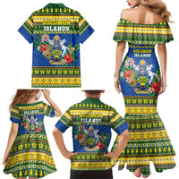 Solomon Islands Christmas Family Matching Mermaid Dress and Hawaiian Shirt Coat Of Arms Merry Xmas LT05 - Polynesian Pride