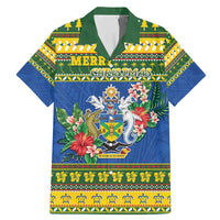 Solomon Islands Christmas Family Matching Mermaid Dress and Hawaiian Shirt Coat Of Arms Merry Xmas LT05 Dad's Shirt - Short Sleeve Green - Polynesian Pride