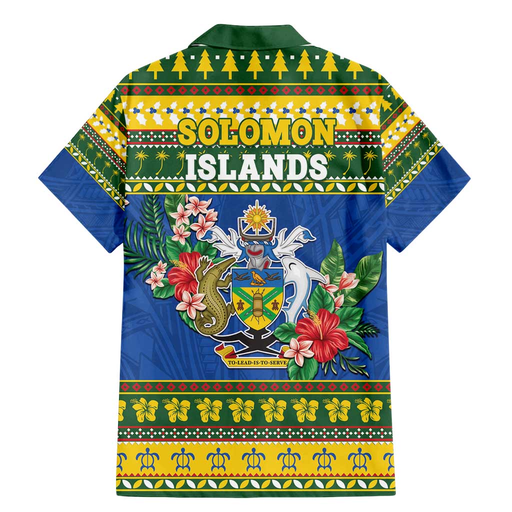 Solomon Islands Christmas Family Matching Mermaid Dress and Hawaiian Shirt Coat Of Arms Merry Xmas LT05 - Polynesian Pride
