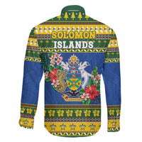 Solomon Islands Christmas Family Matching Off The Shoulder Long Sleeve Dress and Hawaiian Shirt Coat Of Arms Merry Xmas LT05 - Polynesian Pride