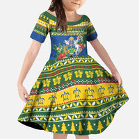 Solomon Islands Christmas Family Matching Off Shoulder Maxi Dress and Hawaiian Shirt Coat Of Arms Merry Xmas LT05 Daughter's Dress Green - Polynesian Pride