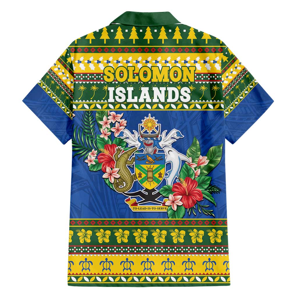 Solomon Islands Christmas Family Matching Off Shoulder Maxi Dress and Hawaiian Shirt Coat Of Arms Merry Xmas LT05 - Polynesian Pride