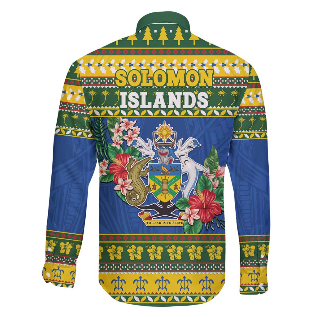 Solomon Islands Christmas Family Matching Off Shoulder Maxi Dress and Hawaiian Shirt Coat Of Arms Merry Xmas LT05 - Polynesian Pride