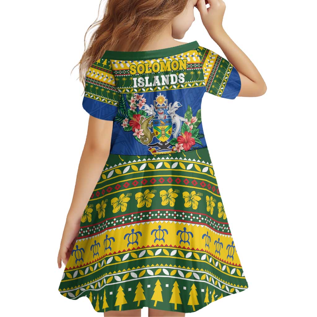 Solomon Islands Christmas Family Matching Off Shoulder Short Dress and Hawaiian Shirt Coat Of Arms Merry Xmas LT05 - Polynesian Pride