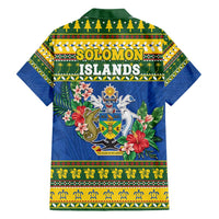 Solomon Islands Christmas Family Matching Puletasi and Hawaiian Shirt Coat Of Arms Merry Xmas LT05 - Polynesian Pride