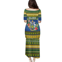 Solomon Islands Christmas Family Matching Puletasi and Hawaiian Shirt Coat Of Arms Merry Xmas LT05 - Polynesian Pride