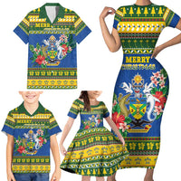 Solomon Islands Christmas Family Matching Short Sleeve Bodycon Dress and Hawaiian Shirt Coat Of Arms Merry Xmas LT05 - Polynesian Pride