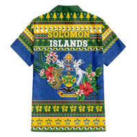 Solomon Islands Christmas Family Matching Short Sleeve Bodycon Dress and Hawaiian Shirt Coat Of Arms Merry Xmas LT05 - Polynesian Pride