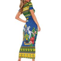 Solomon Islands Christmas Family Matching Short Sleeve Bodycon Dress and Hawaiian Shirt Coat Of Arms Merry Xmas LT05 - Polynesian Pride