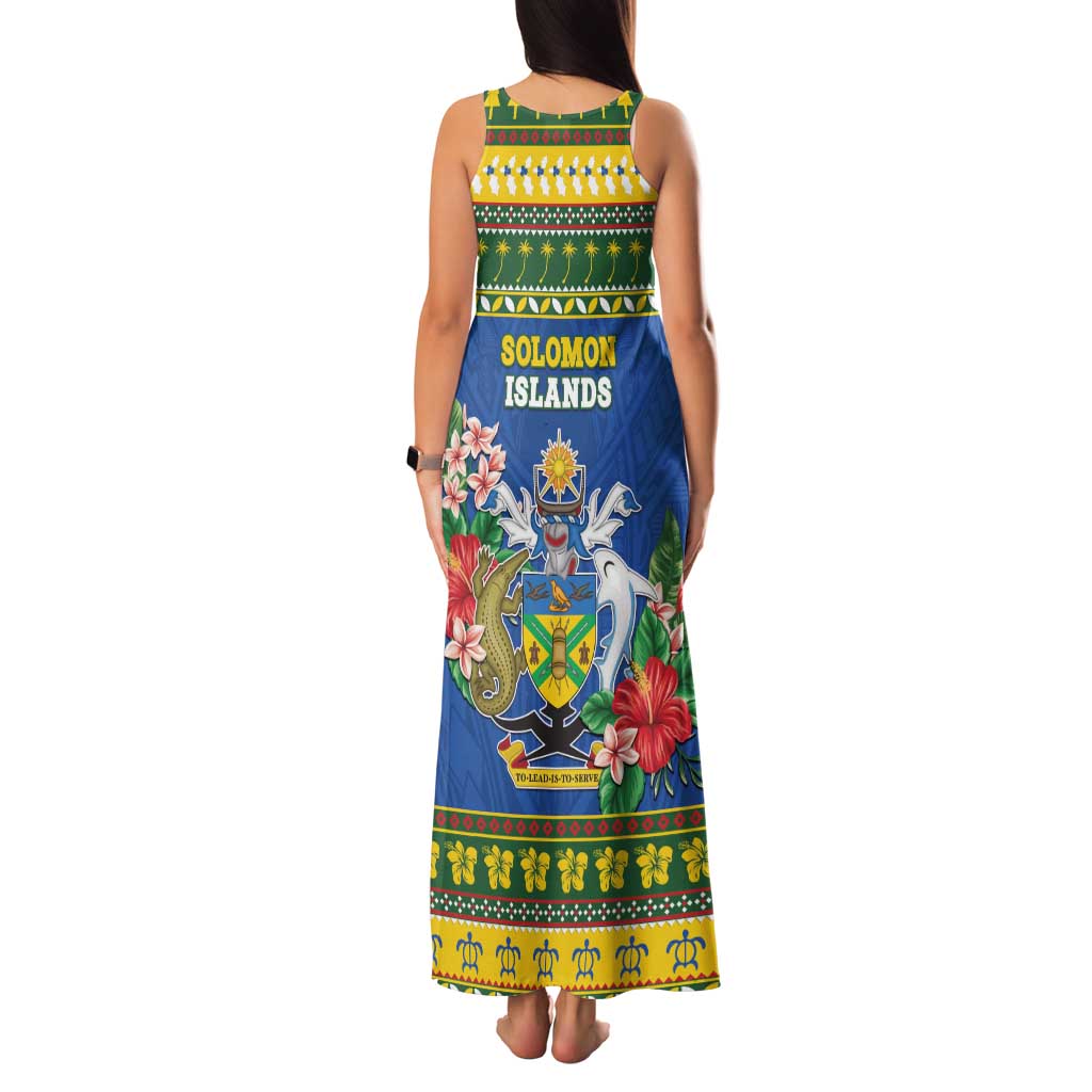 Solomon Islands Christmas Family Matching Tank Maxi Dress and Hawaiian Shirt Coat Of Arms Merry Xmas LT05 - Polynesian Pride