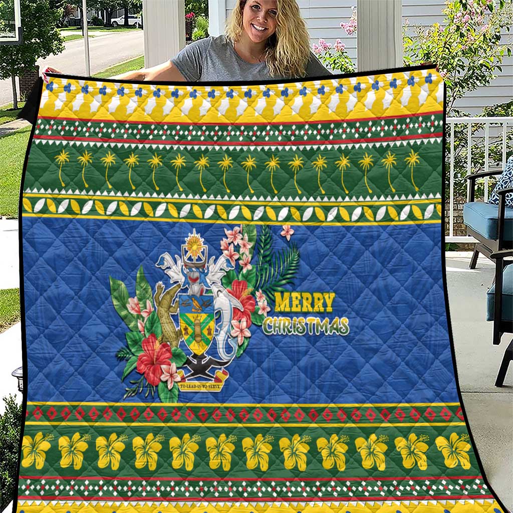 Solomon Islands Christmas Quilt Coat Of Arms Merry Xmas LT05 Green - Polynesian Pride