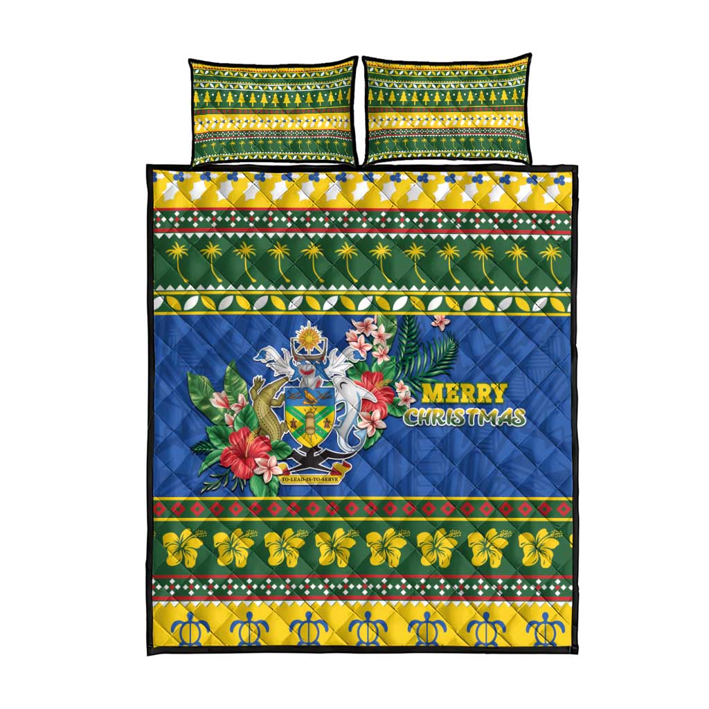 Solomon Islands Christmas Quilt Bed Set Coat Of Arms Merry Xmas LT05 - Polynesian Pride